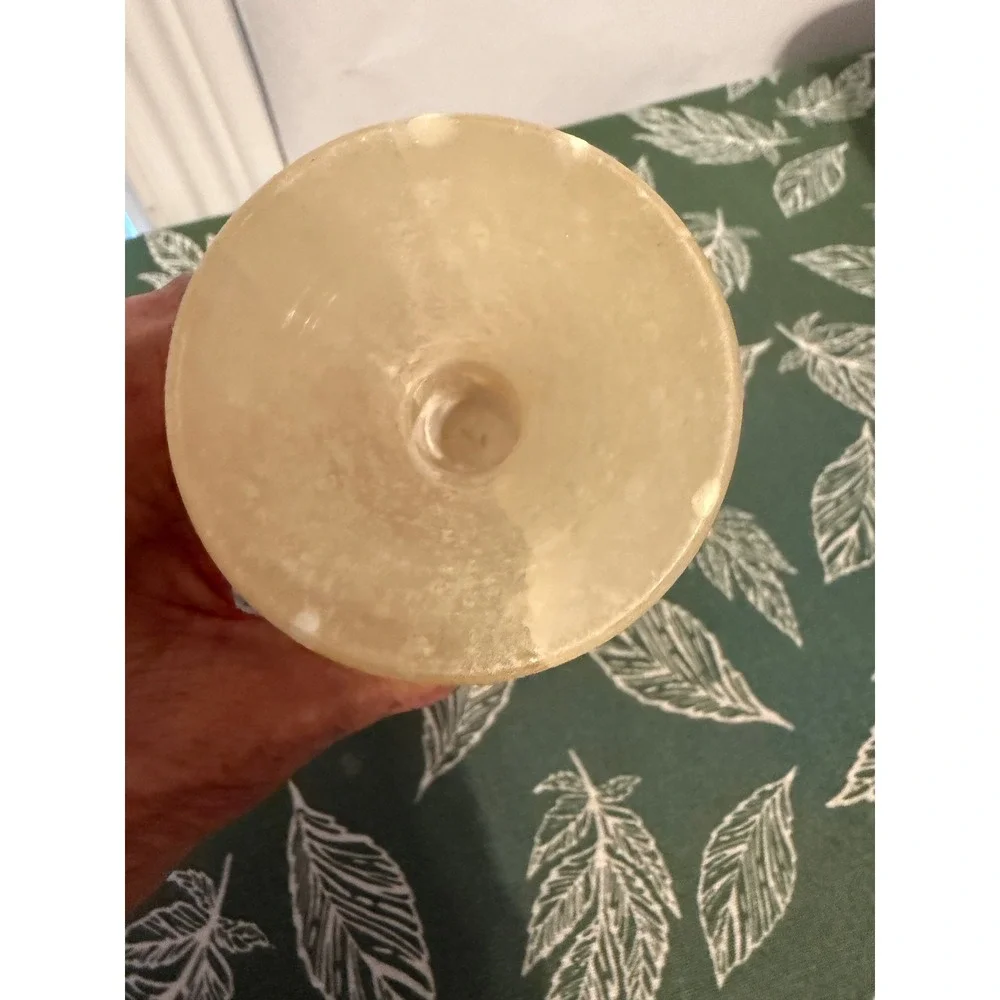 Vintage Genuine Alabaster Floral Rose Bud Vase Made in Italy Cream Stone 6.5in